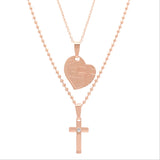 Simulated Diamond Alloy Cross Pendant & 'I Love You Religiously' Heart Pendant
