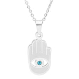 Hamsa Pendant With Blue Simulated Diamonds