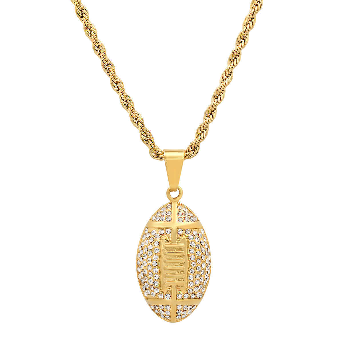 Steeltime 18k Gold Plated Football Necklace