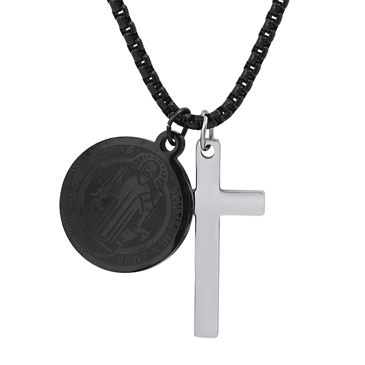 St. Benedict Double Pendant Cross Necklace