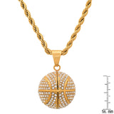 3D Basketball Necklace With Simulated Diamonds