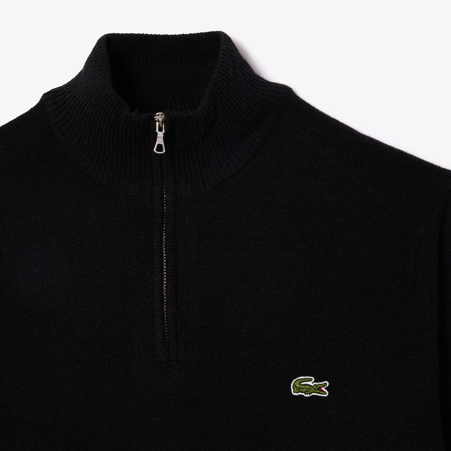 LACOSTE MEN S HALF ZIP WOOL SWEATER BLACK DripNationIL
