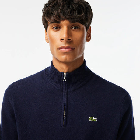 LACOSTE MEN’S HALF-ZIP WOOL SWEATER NAVY