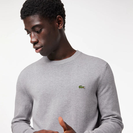 LACOSTE MEN'S ORGANIC COTTON CREW NECK SWEATER GREY