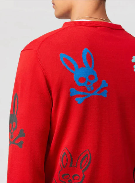 Psycho Bunny - Sweater - All Over Bunny - Red