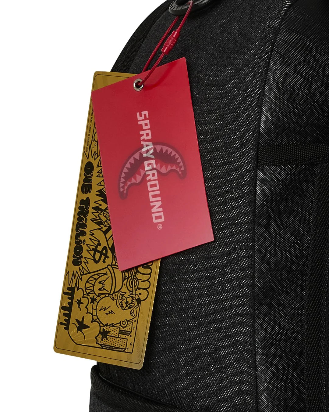 SprayGround Black Denim Tear Shark Dlxsv Backpack