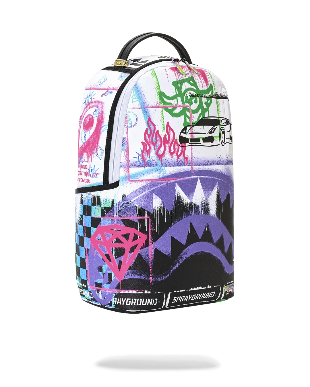 SprayGround Stencil Shark attack Black and White Dlxsv Backpack