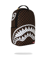 SprayGround Brown And Cream Drip Check Shark Dlxsv Backpack