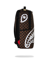 SprayGround Brown And Cream Drip Check Shark Dlxsv Backpack