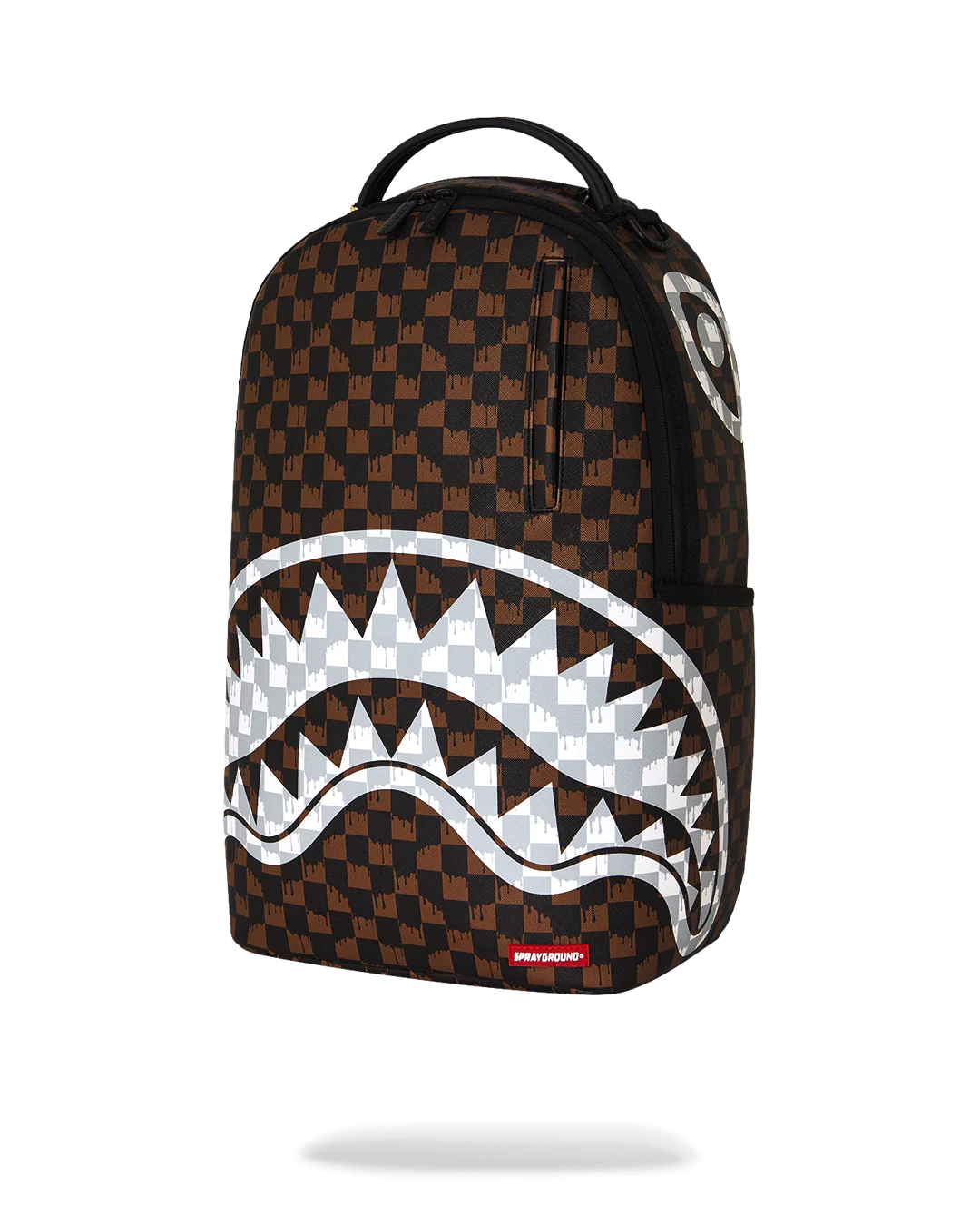 SprayGround Brown And Cream Drip Check Shark Dlxsv Backpack