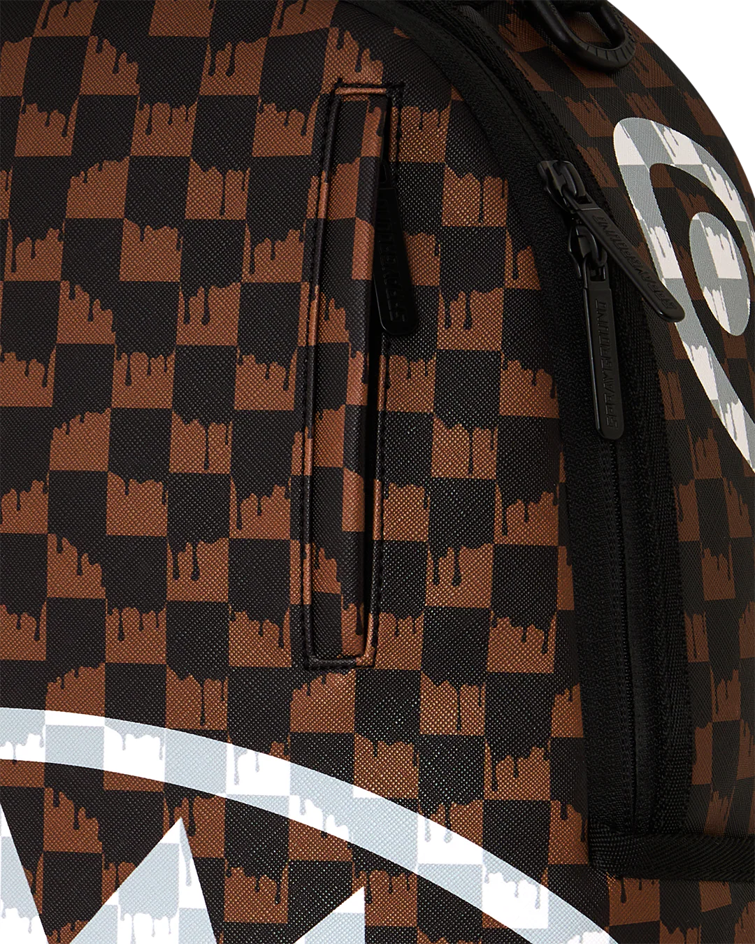SprayGround Brown And Cream Drip Check Shark Dlxsv Backpack