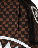SprayGround Brown And Cream Drip Check Shark Dlxsv Backpack