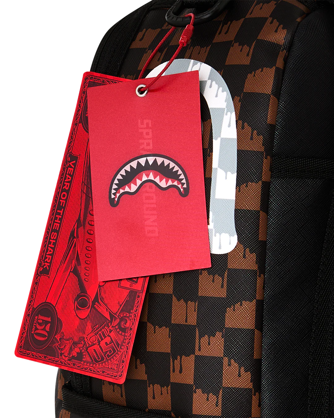 SprayGround Brown And Cream Drip Check Shark Dlxsv Backpack