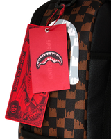SprayGround Brown And Cream Drip Check Shark Dlxsv Backpack