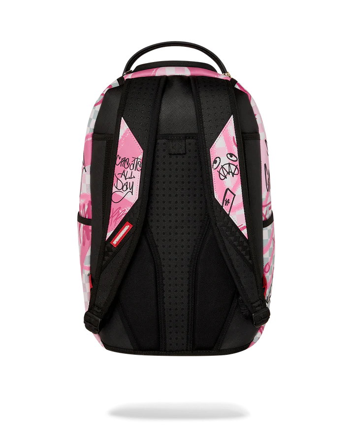 Sprayground Pink Smoke Check Backpack