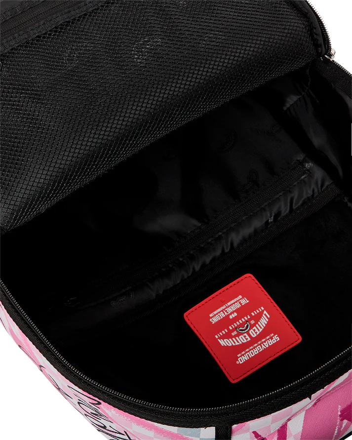 Sprayground Pink Smoke Check Backpack