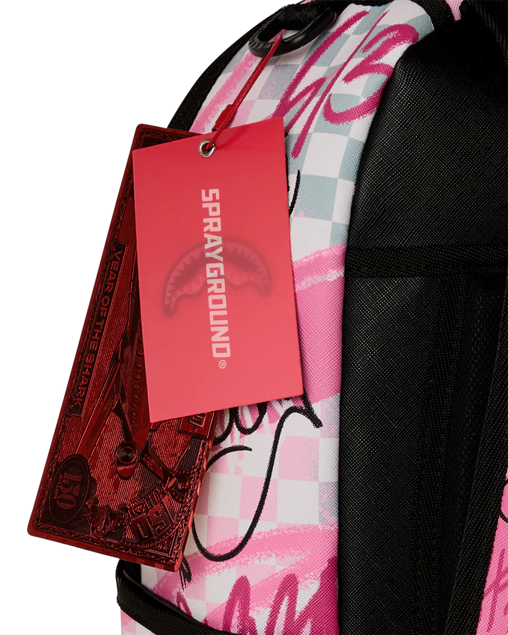Sprayground Pink Smoke Check Backpack
