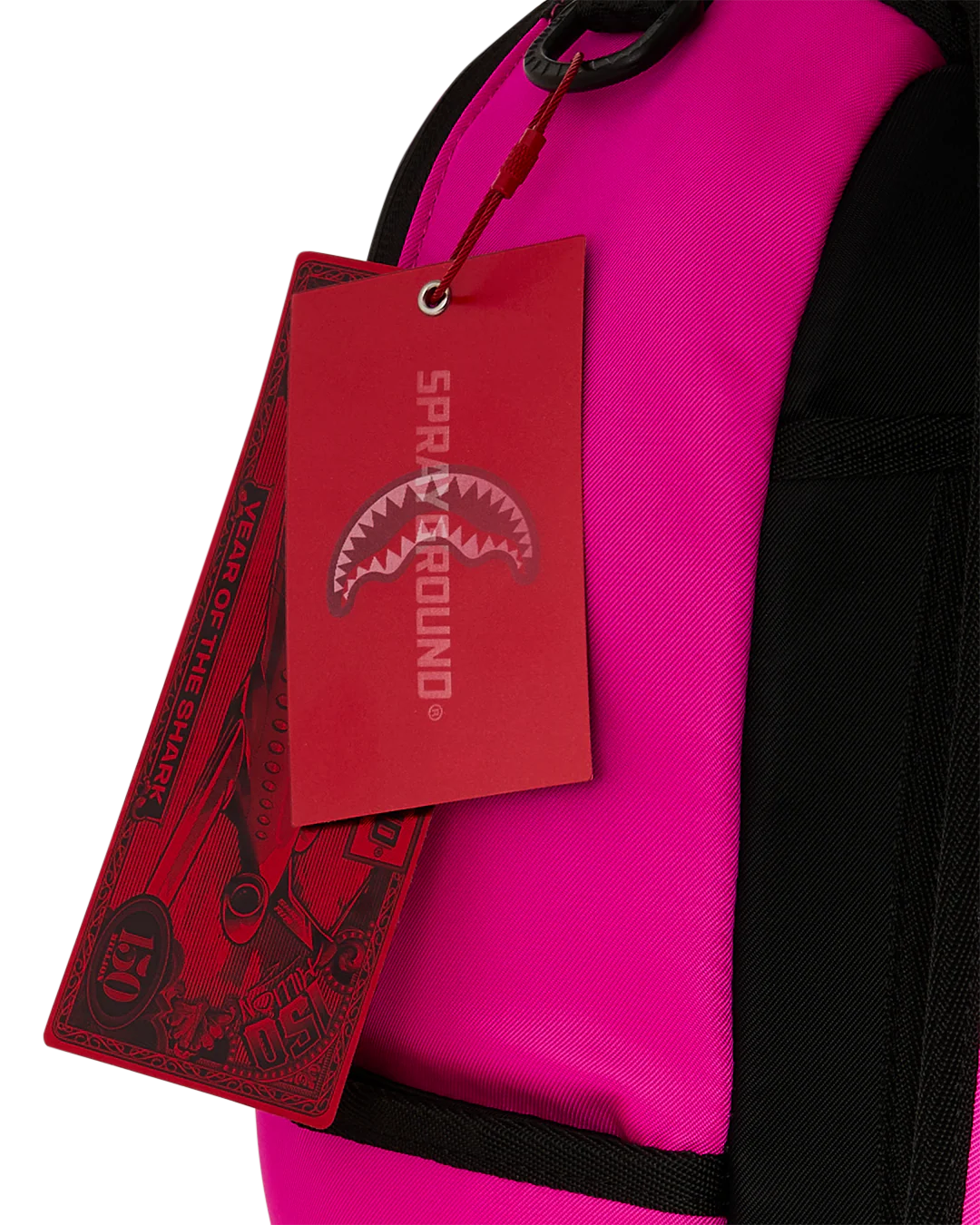 SprayGround Shark Central White Stencil Shark Pink Dlxsv Backpack