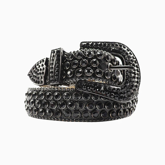 DNA Belt - Black Alligator Skin With Black Stones