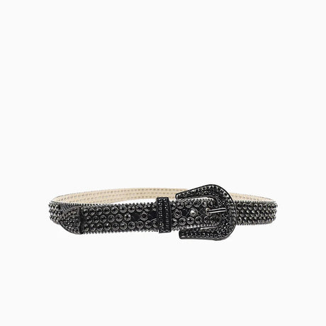 DNA Belt - Black Alligator Skin With Black Stones