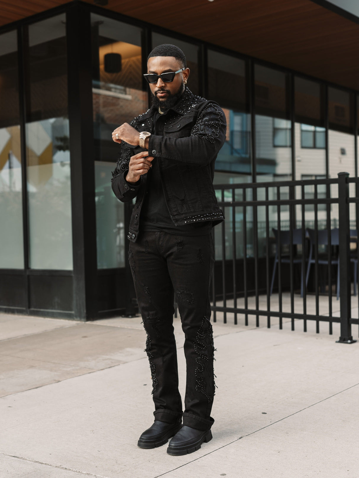 Makobi Denim Jacket | M1013 Positoni Denim - Black