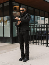 Makobi Denim Jacket | M1013 Positoni Denim - Black