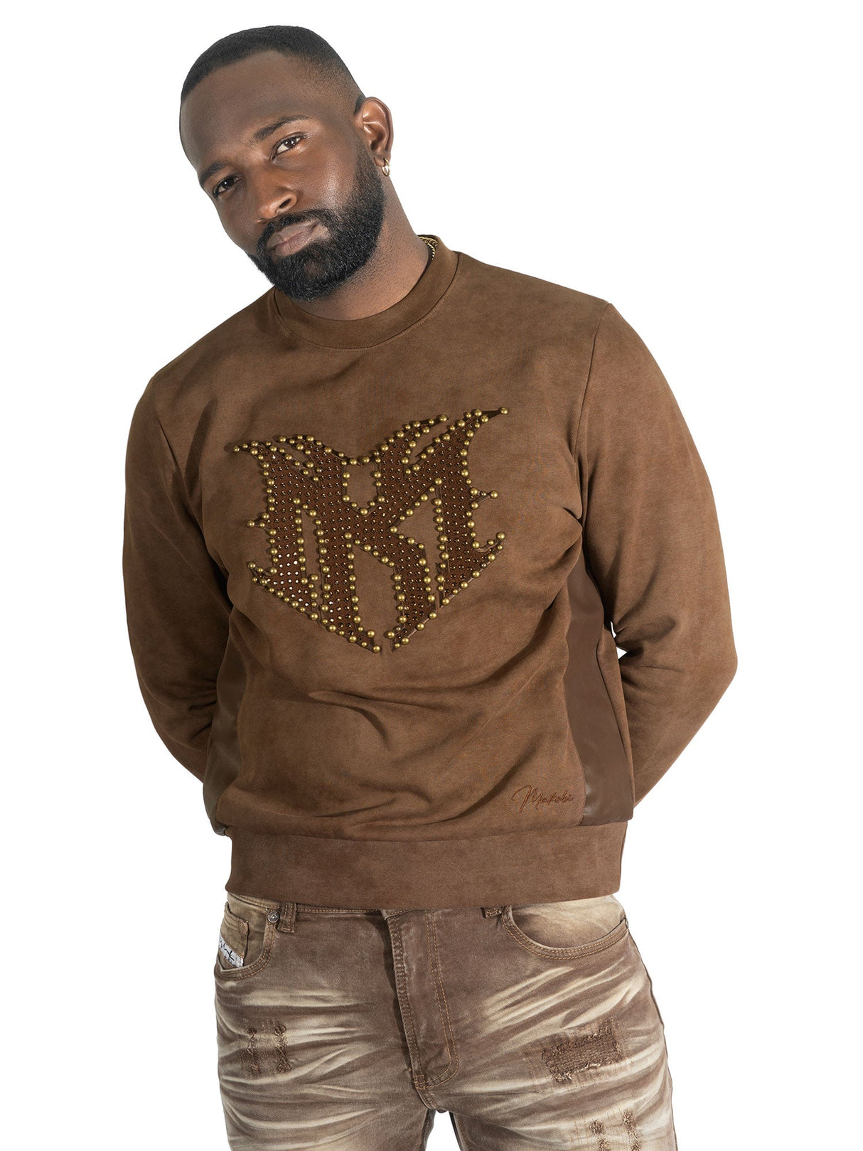 Makobi Sweatshirt | M4241 Lorenzino Crewneck - Brown