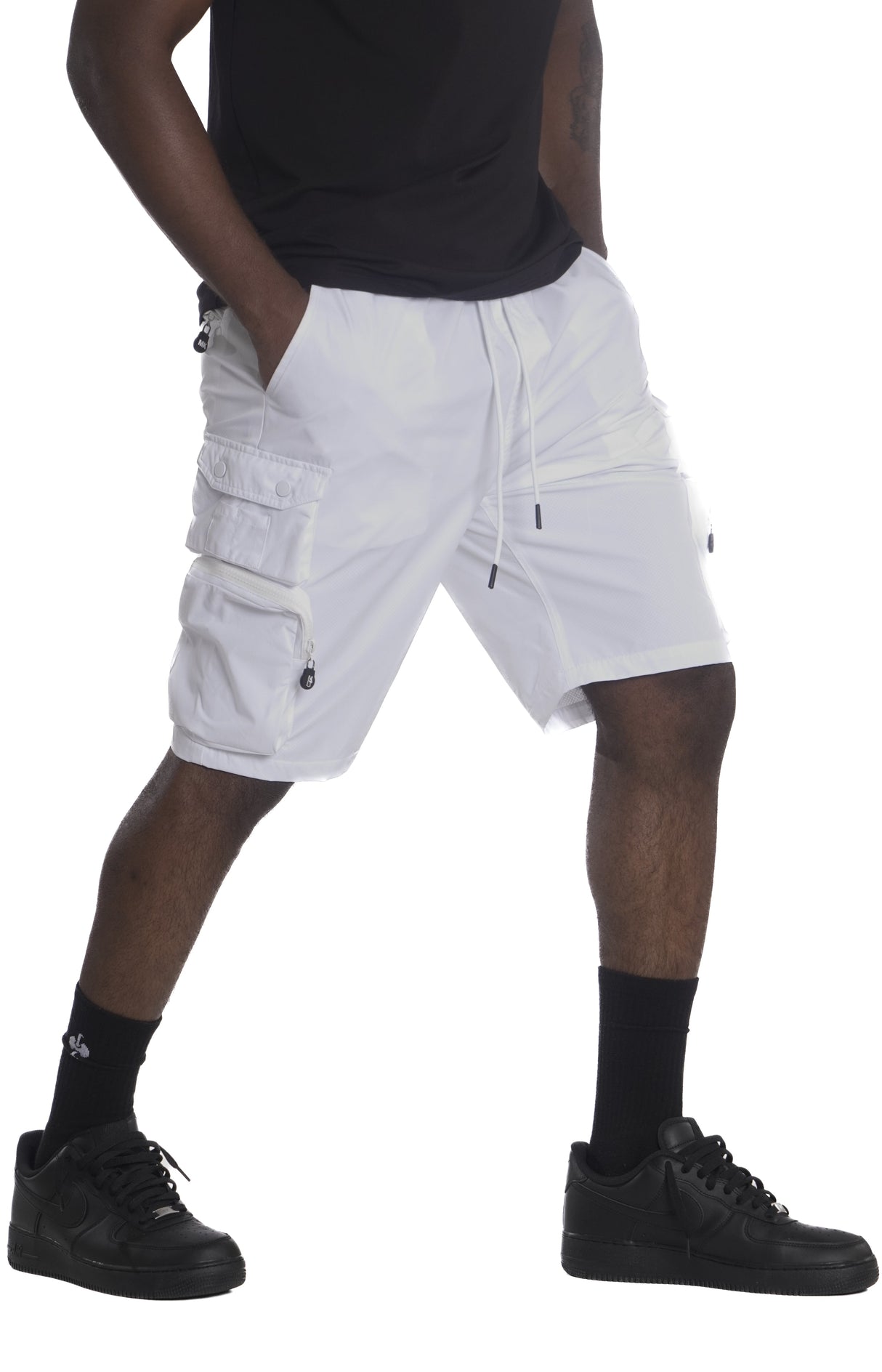 Makobi M633 Colton Nylon Spandex Cargo Shorts - White