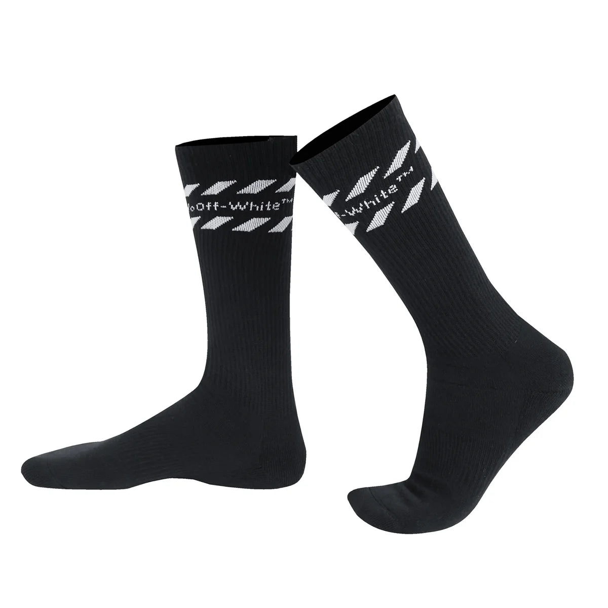 L/AB CO Off-White Diags Stripes Mid Calf Crew Socks 3 Pack Multi Colors