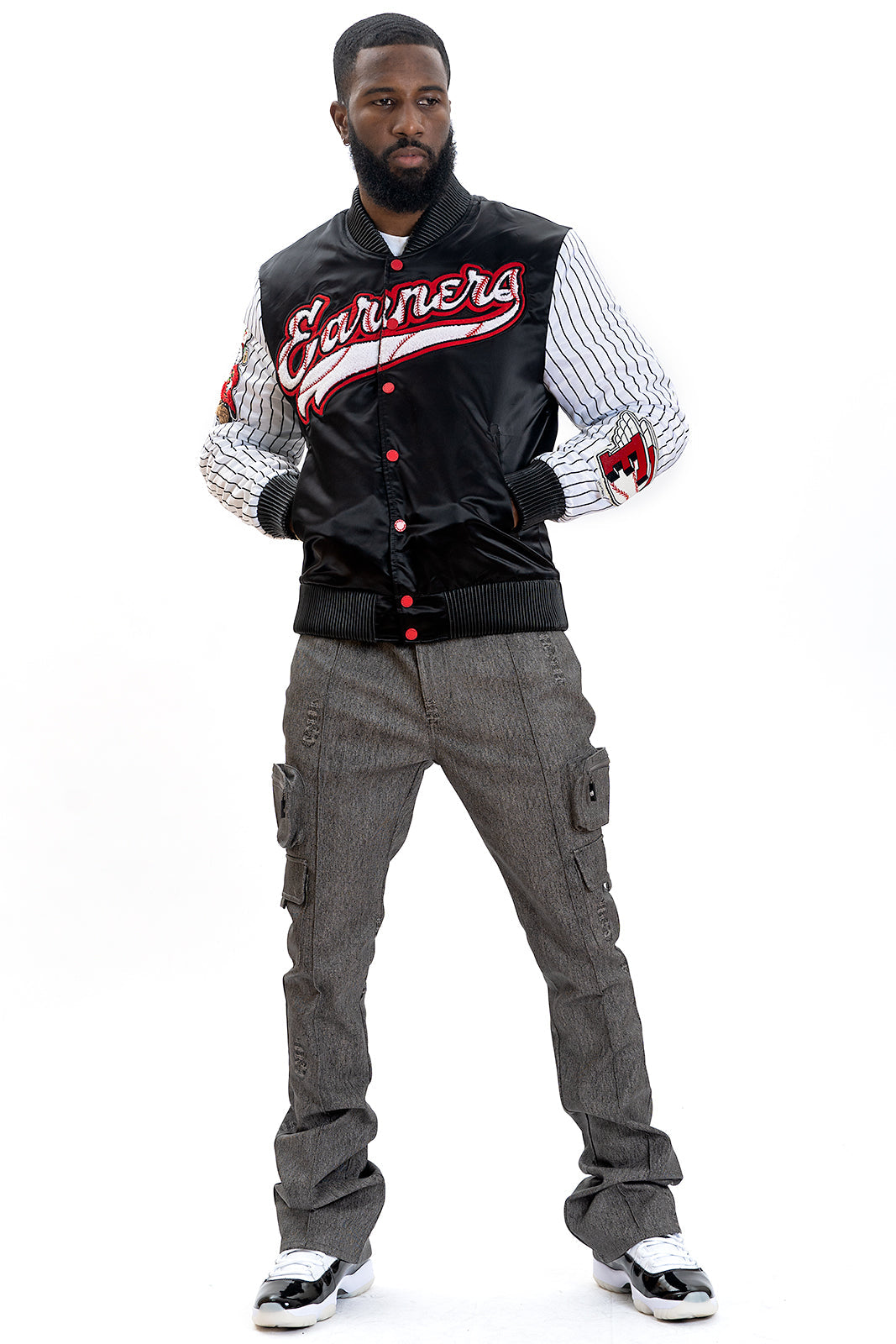 Frost Original F1047 Earners League Satin Varsity Jacket - Black