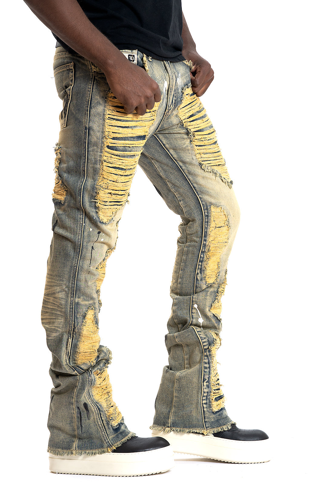 Frost Design F1772 Basel Distressed Stacked Jeans - Dirt