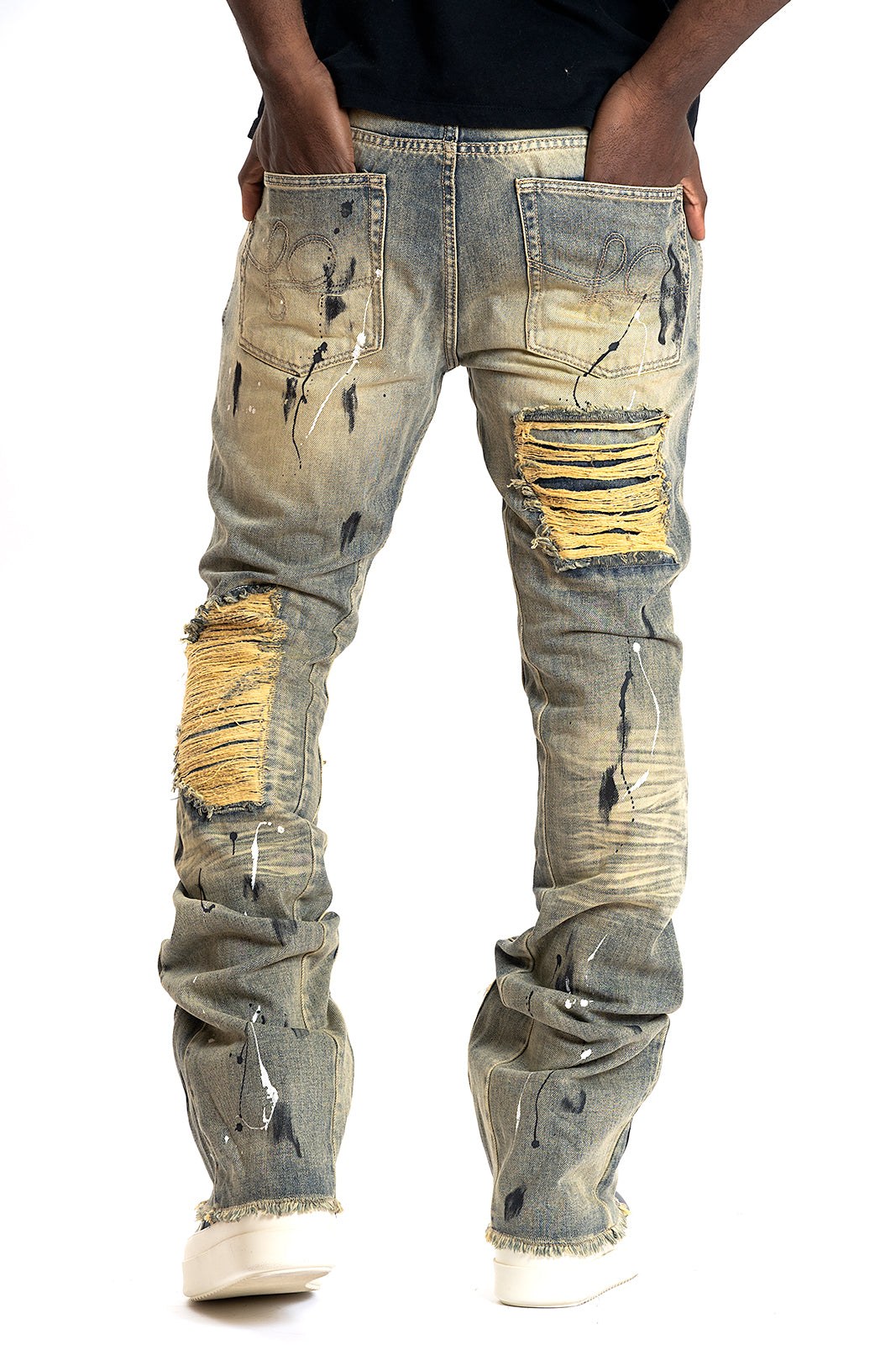 Frost Design F1772 Basel Distressed Stacked Jeans - Dirt
