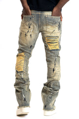 Frost Design F1772 Basel Distressed Stacked Jeans - Dirt