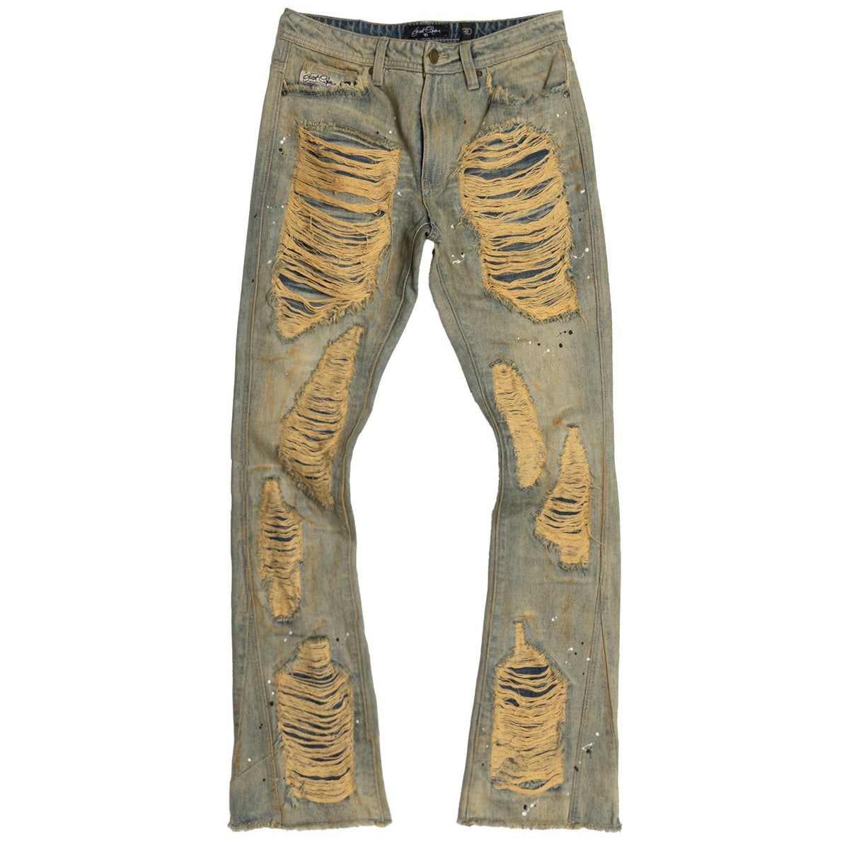 Makobi F1772 Basel Distressed Stacked Jeans - Antique Wash