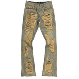 Makobi F1772 Basel Distressed Stacked Jeans - Antique Wash