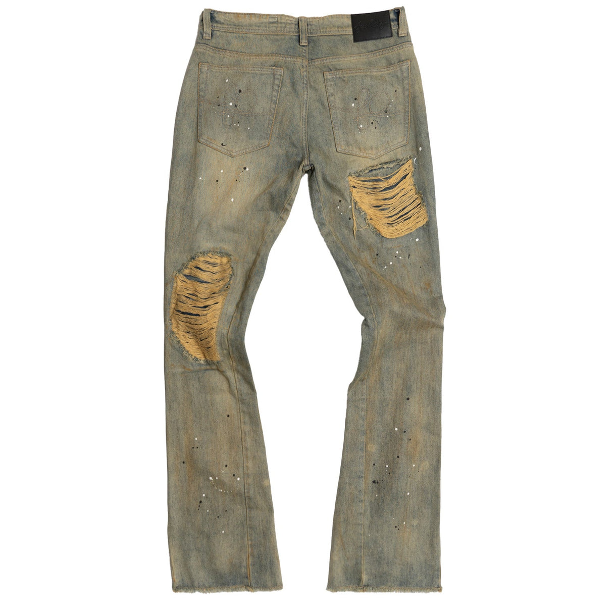 Makobi F1772 Basel Distressed Stacked Jeans - Antique Wash
