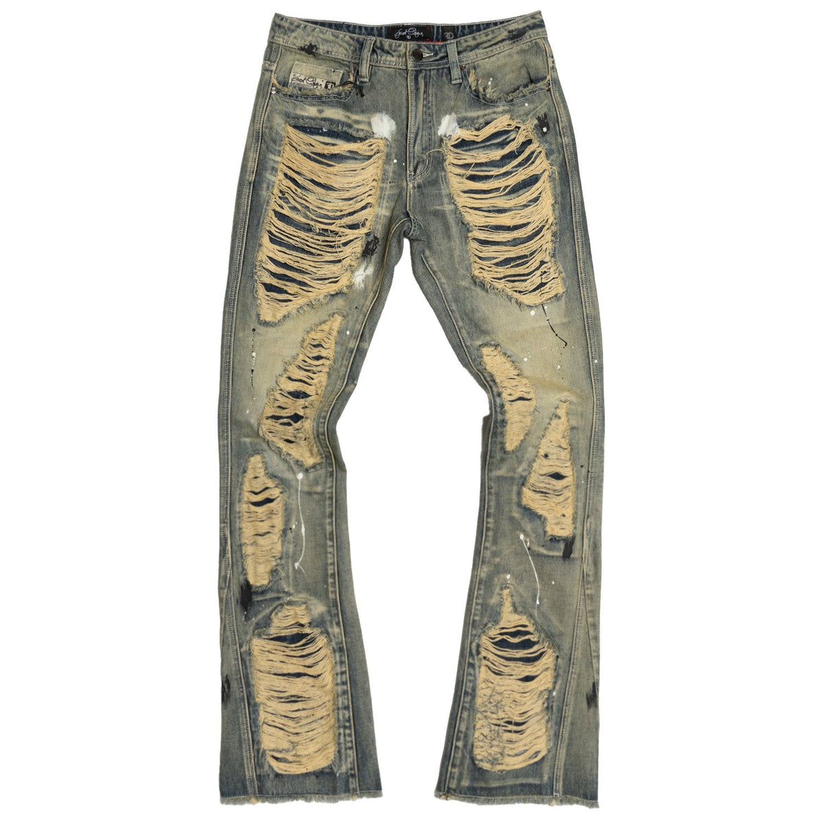 Frost Design F1772 Basel Distressed Stacked Jeans - Dirt