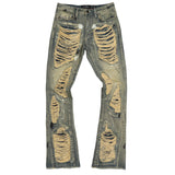 Frost Design F1772 Basel Distressed Stacked Jeans - Dirt