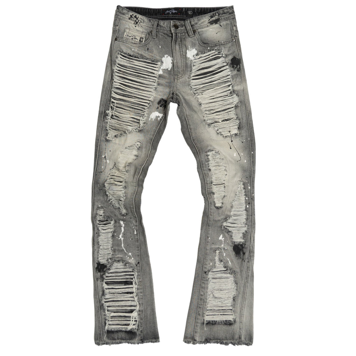 Frost Design F1772 Basel Distressed Stacked Jeans - Gray