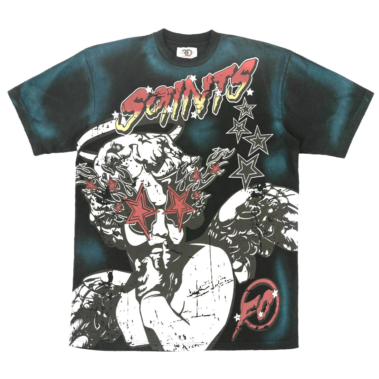 Frost Design F196 The Saint Acid Wash Oversized Box Tee - Black