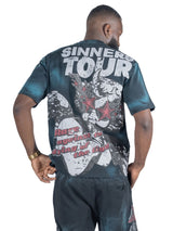 Frost Design F196 The Saint Acid Wash Oversized Box Tee - Black
