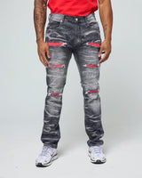 FWRD BLACK WASH RED STONE SLIM FIT JEANS