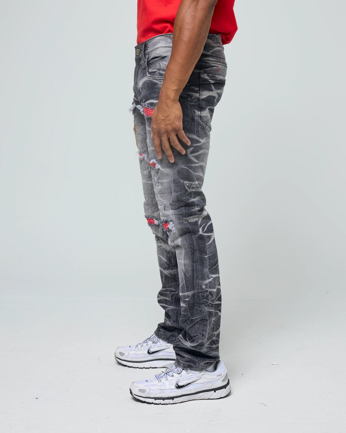 FWRD BLACK WASH RED STONE SLIM FIT JEANS