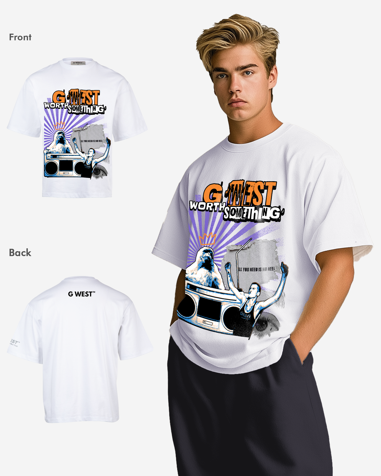 G-WEST WORTH SOMETHING OVERSIZED TEE