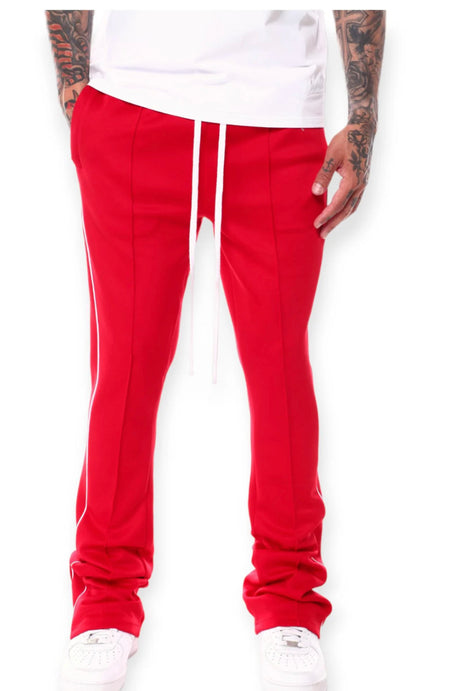 Rebel Mind Red Stacked Track Pants