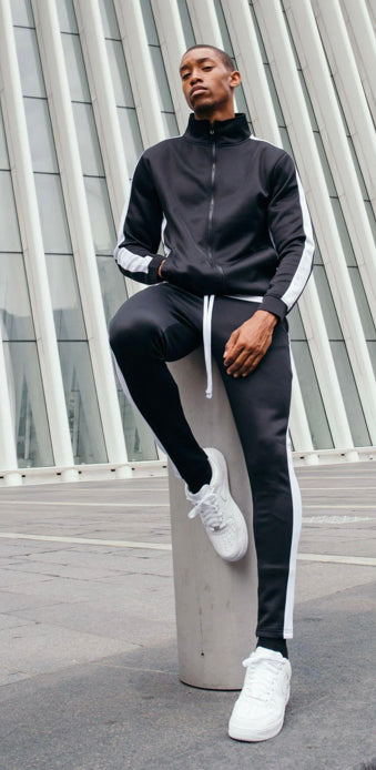 Rebel Mind Black and White Stacked Track Pants