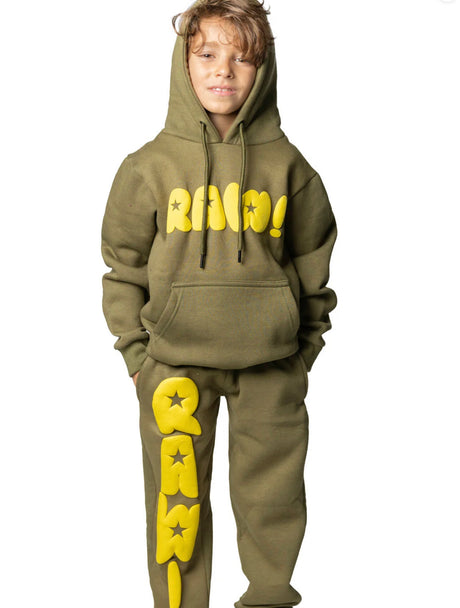 Rawyalty - Kids - Top & Bottom Silicon Set Hoodie - Olive