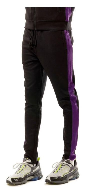 Rebel Minds Black/Purple Stacked Track Pants