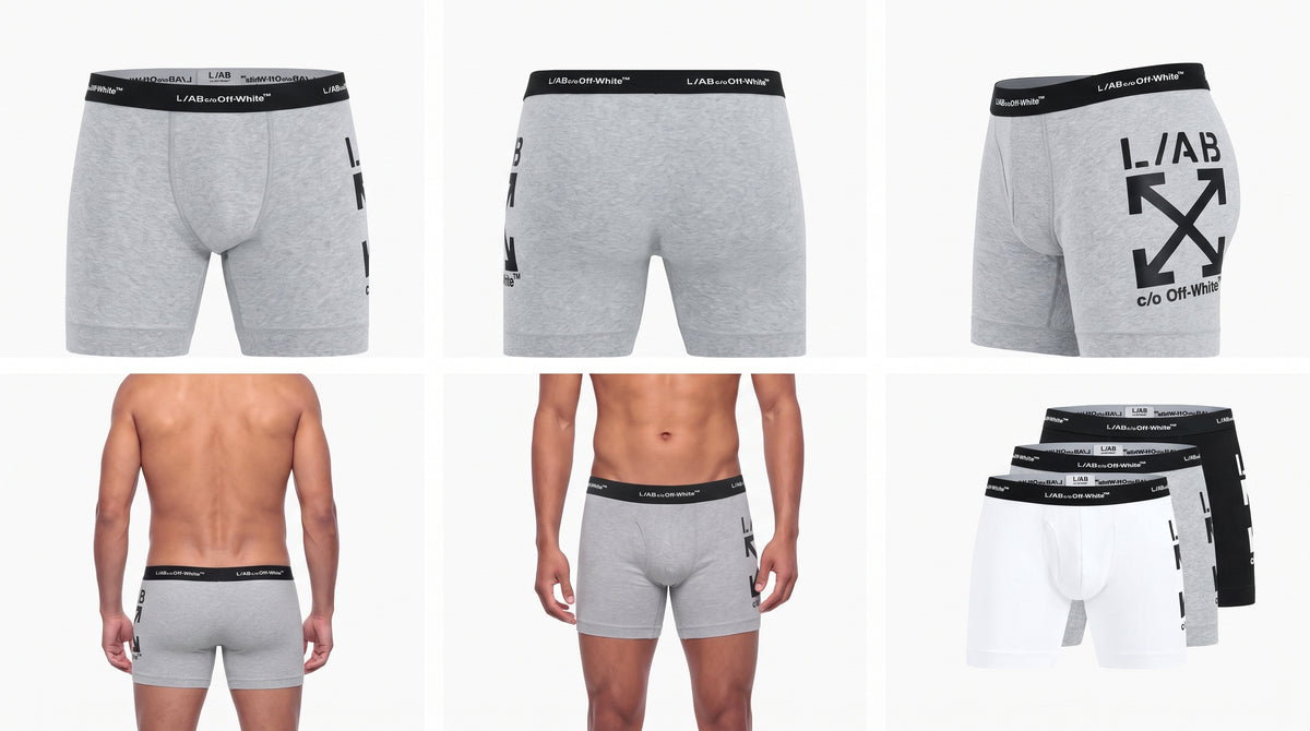 L/AB CO Off-White Horizonal Repeating Big Arrow 3 Pack AOP Boxer Multi Colors