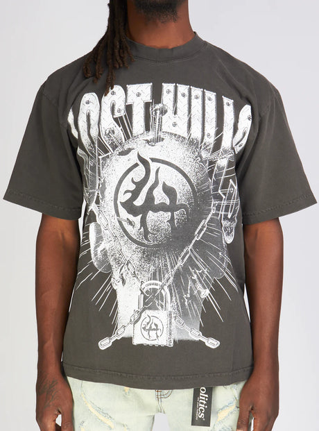 Lost Hills - T Shirt - Skeleton Black Wash - White